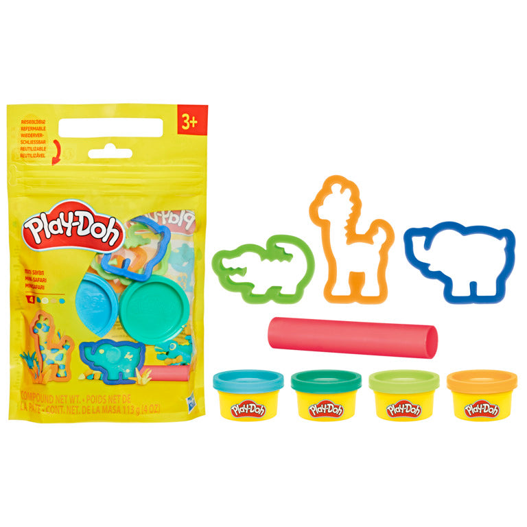 Set de Play Doh con plastilina, cortadores de animales y rodillo, colorido y divertido.